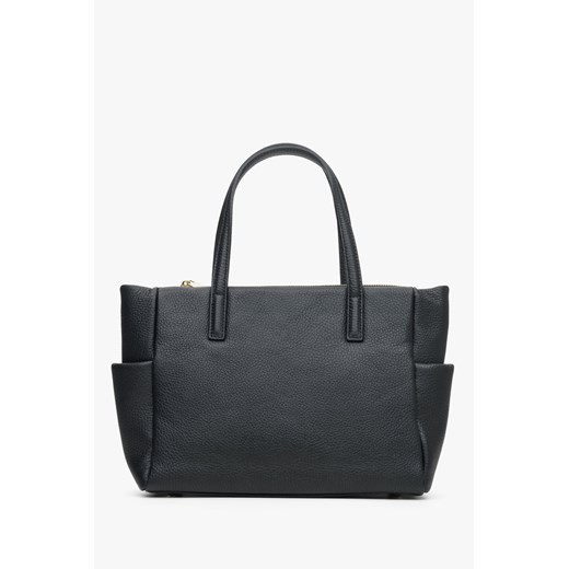 Estro: Czarna torebka damska typu shopper z włoskiej skóry naturalnej Premium ze sklepu Estro w kategorii Torby Shopper bag - zdjęcie 172372109
