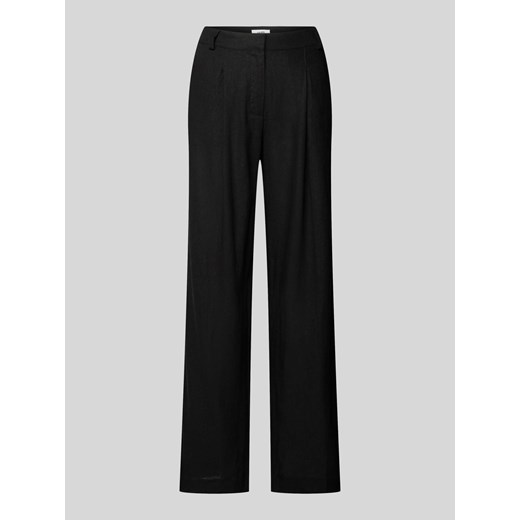 Spodnie lniane z szeroką nogawką i zakładkami w pasie model ‘Cristiana’ ze sklepu Peek&Cloppenburg  w kategorii Spodnie damskie - zdjęcie 172372297
