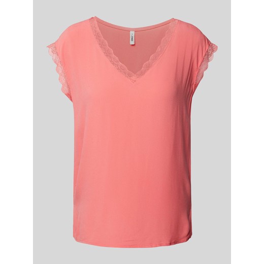 T-shirt z obszyciem koronką model ‘JASMINA’ ze sklepu Peek&Cloppenburg  w kategorii Bluzki damskie - zdjęcie 172372379