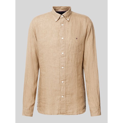 Koszula lniana o kroju regular fit z kołnierzykiem typu button down ze sklepu Peek&Cloppenburg  w kategorii Koszule męskie - zdjęcie 172372388