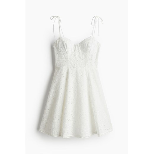H & M - Sukienka z haftem angielskim - Biały H & M L H&M