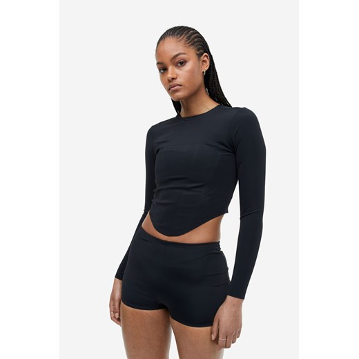 Bluzka damska czarna H & M casualowa z okrągłym dekoltem 