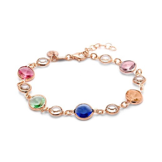 bransoletka z kryształami  srebrna pozłacana na różowo ze sklepu ANIA KRUK w kategorii Bransoletki - zdjęcie 172372908
