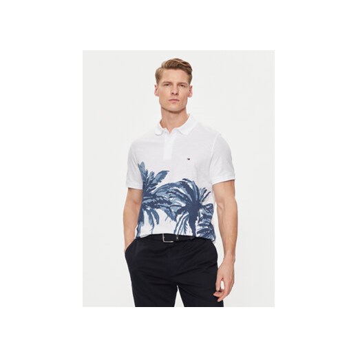 Tommy Hilfiger Polo Palm Print MW0MW34758 Biały Regular Fit ze sklepu MODIVO w kategorii T-shirty męskie - zdjęcie 172375027