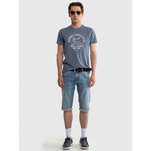 Koszulka męska bawełniana z nadrukiem niebieska Fabio 400 ze sklepu Big Star w kategorii T-shirty męskie - zdjęcie 172375418