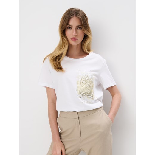 Mohito - T-shirt z nadrukiem - biały ze sklepu Mohito w kategorii Bluzki damskie - zdjęcie 172377498