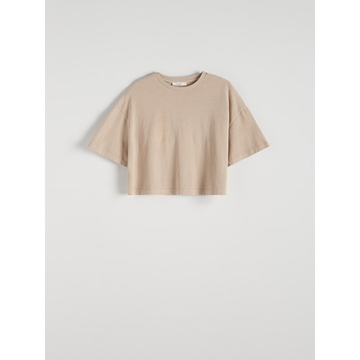 Reserved - T-shirt z efektem sprania - beżowy ze sklepu Reserved w kategorii Bluzki damskie - zdjęcie 172378149