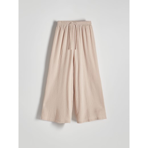 Reserved - Spodnie culotte - kremowy ze sklepu Reserved w kategorii Spodnie damskie - zdjęcie 172378197