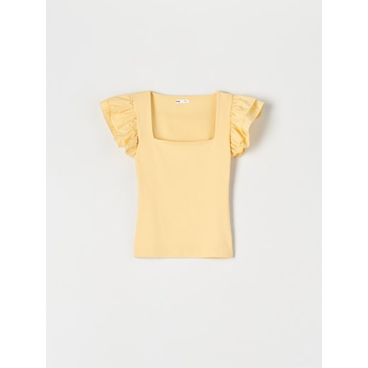 Sinsay - Koszulka z bawełny - żółty Sinsay L Sinsay
