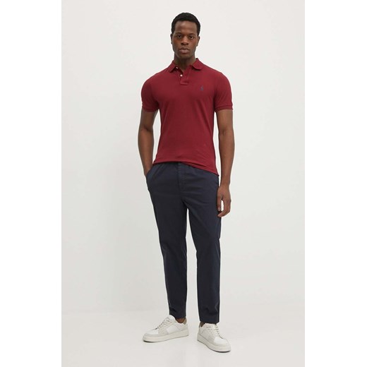 Polo Ralph Lauren polo bawełniane kolor bordowy gładki 710536856 Polo Ralph Lauren XL ANSWEAR.com
