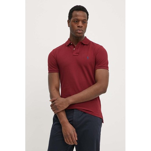 Polo Ralph Lauren polo bawełniane kolor bordowy gładki 710536856 Polo Ralph Lauren L ANSWEAR.com