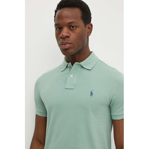 Polo Ralph Lauren polo bawełniane kolor zielony gładki 710536856 ze sklepu ANSWEAR.com w kategorii T-shirty męskie - zdjęcie 172378709