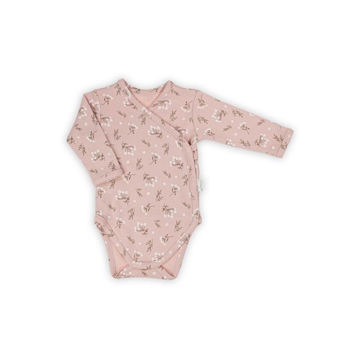 Kopertowe body niemowlęce z długim rękawem w kwiatki ze sklepu 5.10.15 w kategorii Body niemowlęce - zdjęcie 172378895