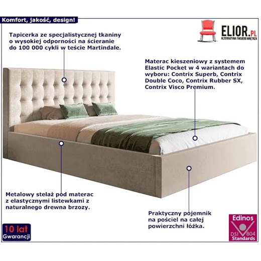 Pikowane łóżko jednoosobowe 120x200 Pikaro 3X - 36 kolorów Elior One Size Edinos.pl