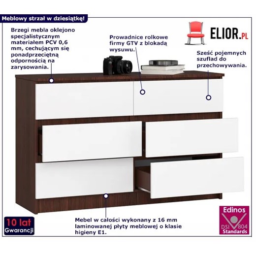 Minimalistyczna komoda wenge + biały - Mirus 3X Elior One Size Edinos.pl