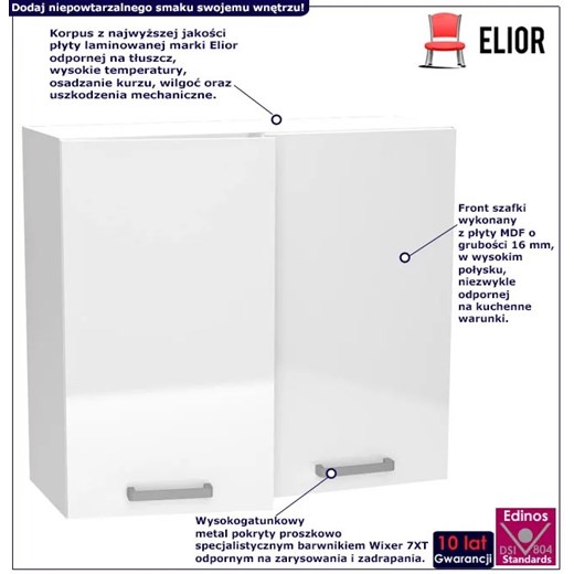 Biała szafka z podwójnym ociekaczem - Elora 27X 80 cm połysk Elior One Size Edinos.pl