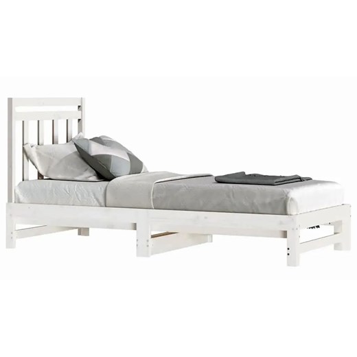 Białe drewniane łóżko rozsuwane 2x(90x200) cm - Mindy ze sklepu Edinos.pl w kategorii Łóżka i materace - zdjęcie 172381775
