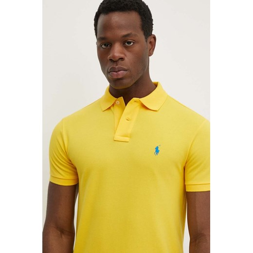 Polo Ralph Lauren polo bawełniane kolor żółty gładki 710795080 ze sklepu ANSWEAR.com w kategorii T-shirty męskie - zdjęcie 172382105