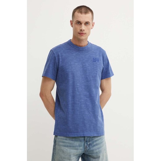 G-Star Raw t-shirt bawełniany męski kolor niebieski gładki D24688-B256 ze sklepu ANSWEAR.com w kategorii T-shirty męskie - zdjęcie 172382149