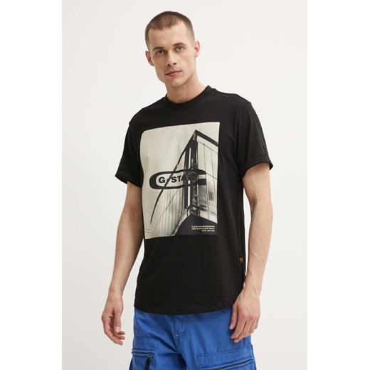 G-Star Raw t-shirt bawełniany męski kolor czarny z nadrukiem D24683-C372 ze sklepu ANSWEAR.com w kategorii T-shirty męskie - zdjęcie 172382159