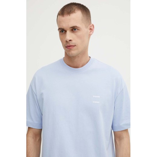 Samsoe Samsoe t-shirt bawełniany JOEL męski kolor niebieski gładki M22300126 ze sklepu ANSWEAR.com w kategorii T-shirty męskie - zdjęcie 172382266