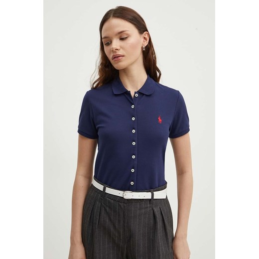 Polo Ralph Lauren polo damski kolor granatowy 211939272 ze sklepu ANSWEAR.com w kategorii Bluzki damskie - zdjęcie 172382615