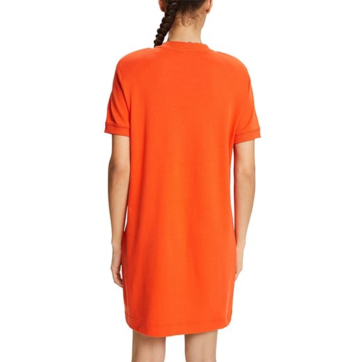 Sukienka Esprit z okrągłym dekoltem pomarańczowy luźna prosta mini z krótkim rękawem 
