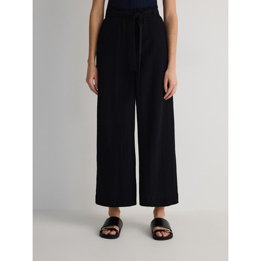 Reserved - Spodnie culotte z lnem - czarny Reserved XXL Reserved