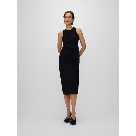 Reserved - Sukienka midi z wiązaniem - czarny ze sklepu Reserved w kategorii Sukienki - zdjęcie 172384778