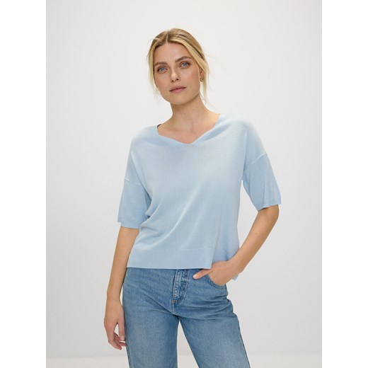 Reserved - Bluzka z wiskozą - jasnoniebieski ze sklepu Reserved w kategorii Bluzki damskie - zdjęcie 172384828