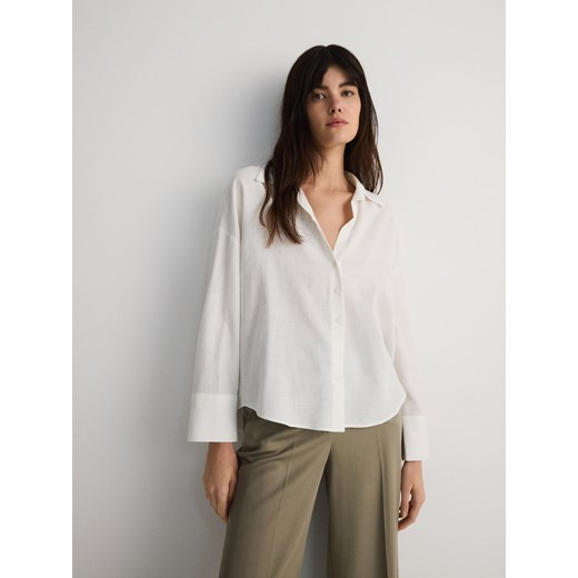 Reserved - Koszula z lnem - złamana biel ze sklepu Reserved w kategorii Koszule damskie - zdjęcie 172385068