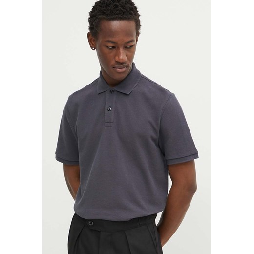 G-Star Raw polo bawełniane kolor szary gładki D22783-D287 ze sklepu ANSWEAR.com w kategorii T-shirty męskie - zdjęcie 172386065