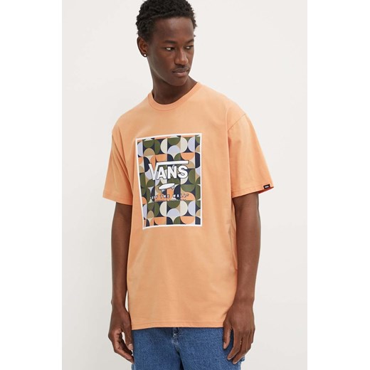 Vans t-shirt bawełniany męski kolor pomarańczowy z nadrukiem ze sklepu ANSWEAR.com w kategorii T-shirty męskie - zdjęcie 172386229