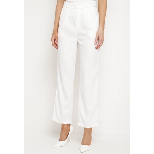 Białe Szerokie Klasyczne Spodnie Cygaretki  Ulea ze sklepu Born2be Odzież w kategorii Spodnie damskie - zdjęcie 172386545