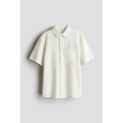 H & M - Bawełniana koszula z krótkim rękawem - Biały H & M 170 (14Y+) H&M