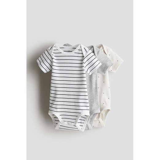 H & M - Bawełniane body 3-pak - Szary ze sklepu H&M w kategorii Odzież dla niemowląt - zdjęcie 172387066
