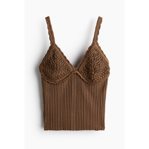 H & M - Dzianinowy top na ramiączkach - Beżowy H & M M H&M