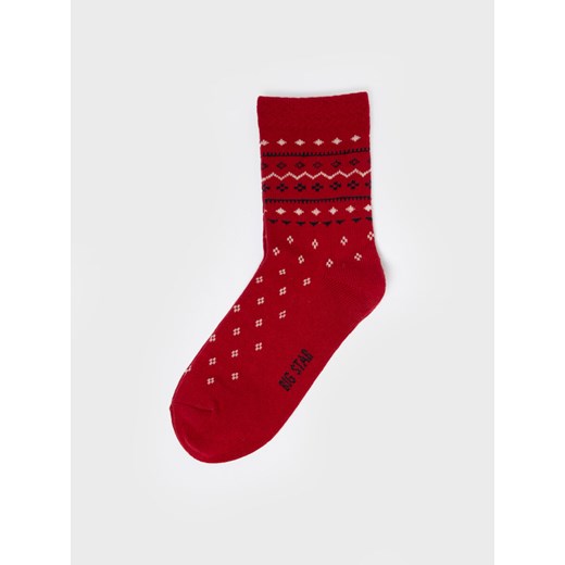 Skarpety damskie bawełniane z wzorem czerwone Halia 603 ze sklepu Big Star w kategorii Skarpetki damskie - zdjęcie 172387305