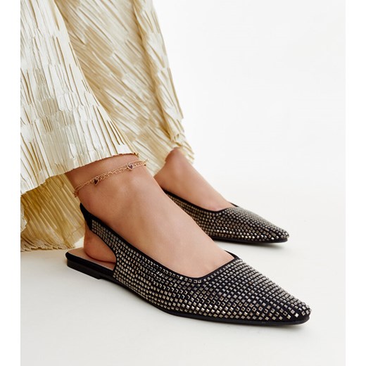 Błyszczące czarne sandały z odkrytą piętą Nadiana ze sklepu gemre w kategorii Balerinki - zdjęcie 172388315