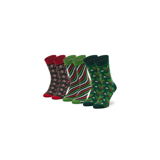 Rainbow Socks Zestaw 3 par wysokich skarpet unisex Xmas Socks Box Stripes Pak 3 Zielony ze sklepu MODIVO w kategorii Skarpetki damskie - zdjęcie 172389957