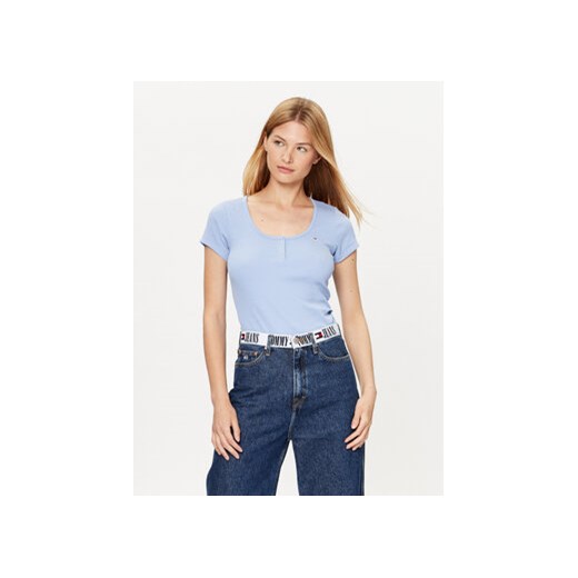 Tommy Jeans T-Shirt DW0DW16107 Błękitny Regular Fit ze sklepu MODIVO w kategorii Bluzki damskie - zdjęcie 172390178