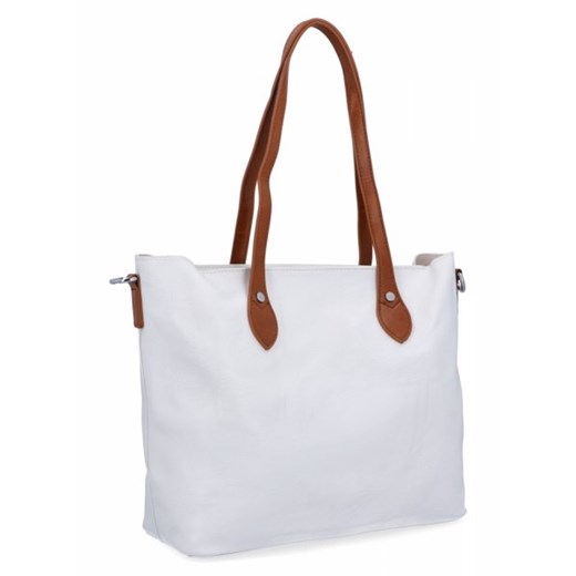 Duże Torebki Damskie Shopper Bag firmy Herisson Białe (kolory) ze sklepu torbs.pl w kategorii Torby Shopper bag - zdjęcie 172391269