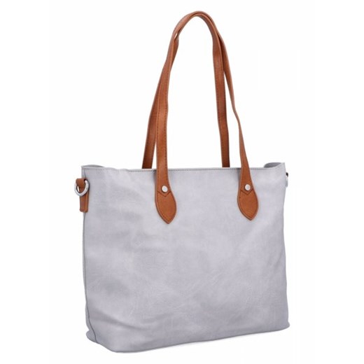 Duże Torebki Damskie Shopper Bag firmy Herisson Jasno Szare (kolory) ze sklepu torbs.pl w kategorii Torby Shopper bag - zdjęcie 172391307