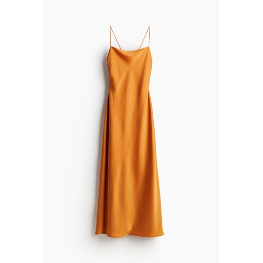 H & M - Satynowa sukienka z odkrytymi plecami - Pomarańczowy H & M XL H&M
