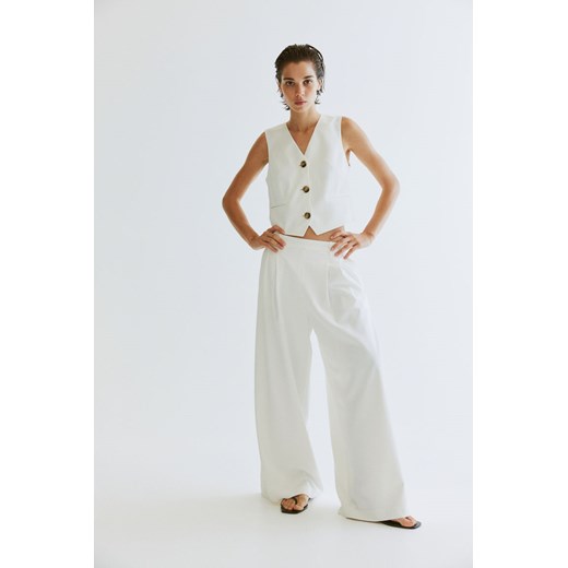 H & M - Szerokie eleganckie spodnie - Biały ze sklepu H&M w kategorii Spodnie damskie - zdjęcie 172393406