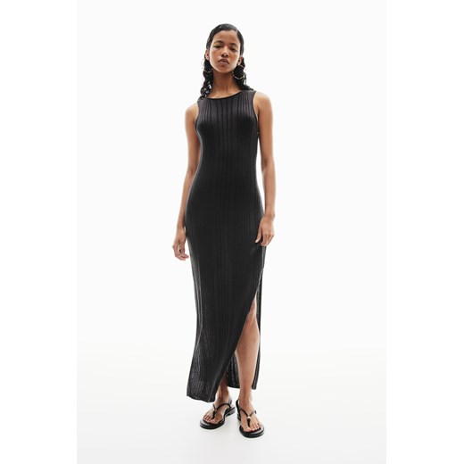 H & M - Sukienka bodycon z dzianiny w prążki - Czarny ze sklepu H&M w kategorii Sukienki - zdjęcie 172393428