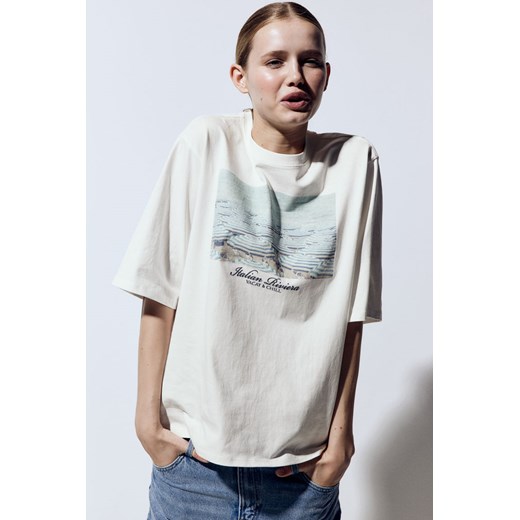 H & M - T-shirt oversize - Biały ze sklepu H&M w kategorii Bluzki damskie - zdjęcie 172393517
