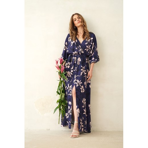 Długa sukienka z wiązaniem Midnight Garden XS/S ze sklepu NAOKO w kategorii Sukienki - zdjęcie 172398046