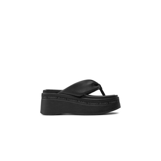 Tommy Jeans Japonki Tjw Wedge Sandal EN0EN02457 Czarny ze sklepu MODIVO w kategorii Klapki damskie - zdjęcie 172400549