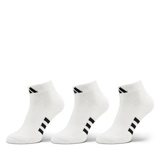 Zestaw 3 par niskich skarpet unisex adidas Mid-Cut Socks 3 Pairs HT3450 White/White/White ze sklepu eobuwie.pl w kategorii Skarpetki damskie - zdjęcie 172402049